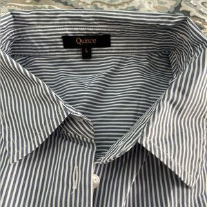 Quince blue strip button down shirt - size large. NWOT.